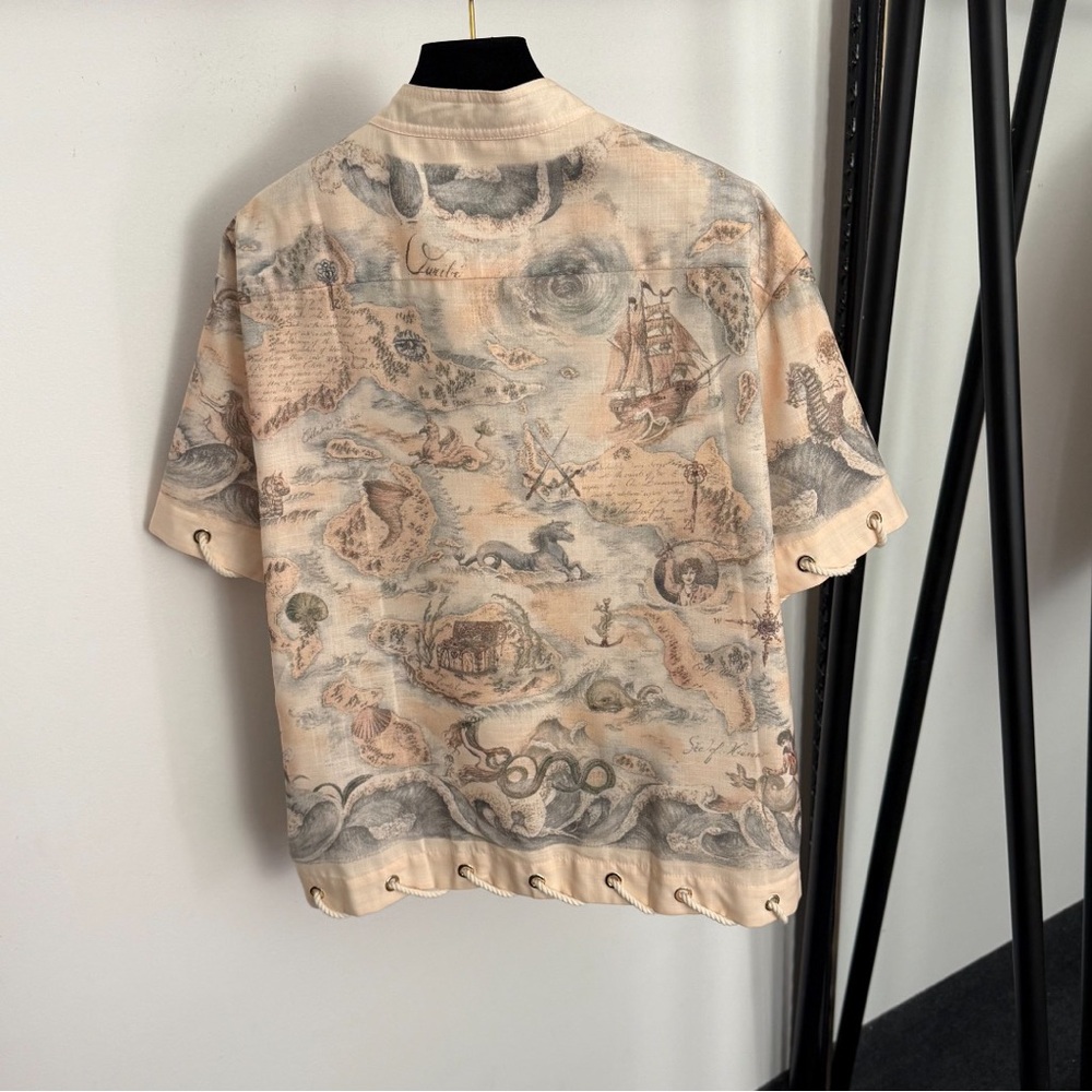 Zimmermann Beige and Gray Patterned Short Sleeve Top - Picture 3 of 9
